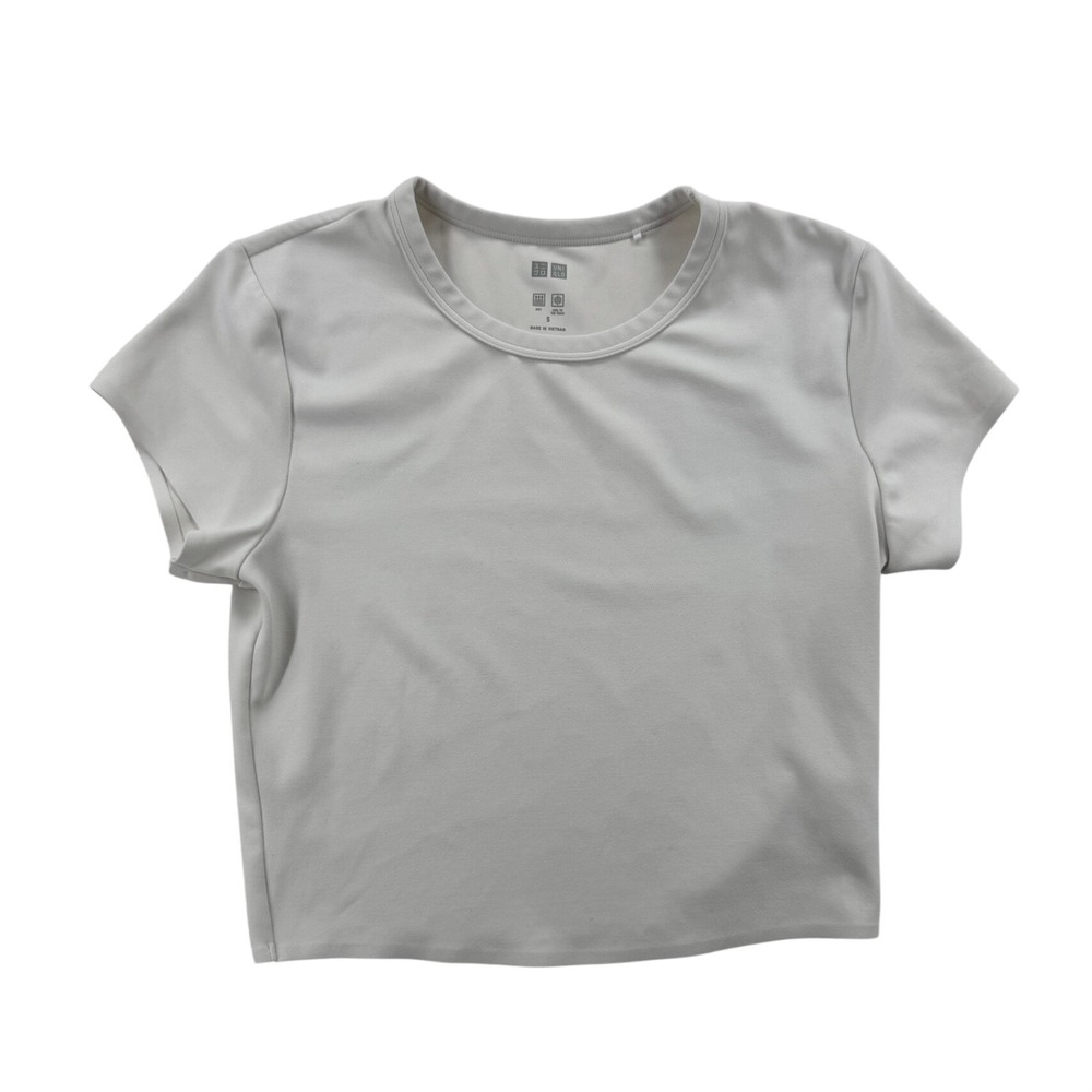 Uniqlo Dry-Ex Airism Crop Top Women S White Cool To The Touch Active T-Shirt